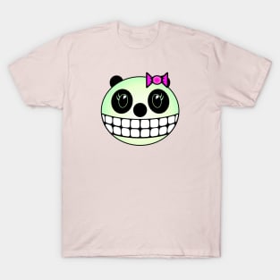 Panda Girl - Green with Pink Bow T-Shirt